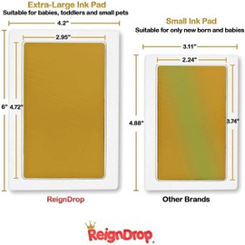 Inkless Large Clean Touch Ink Pad Kit for Baby Footprint, Handprint & Pet Paw Print - No Ink Mess, Baby Safe, One Time Use, Includes 2 Cardstocks (Clean-Touch - Gold)