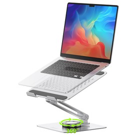 acer Laptop Stand for Desk - with 360 Swivel Base, Rotating Laptop Riser for Desk, Adjustable Computer Stand for Laptops, Ergonomic Riser Holder Foldable, Portable MacBook Pro Air (10-16") - Silver