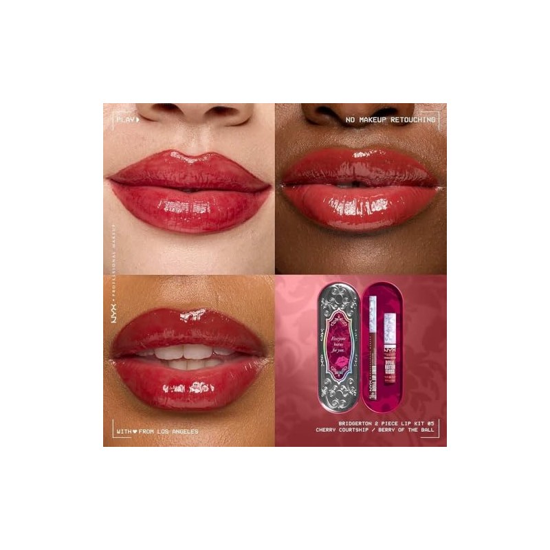 Nyx Professional Makeup, Bridgerton Kit de Labios Tonos:Cherry Courtship (cereza)/