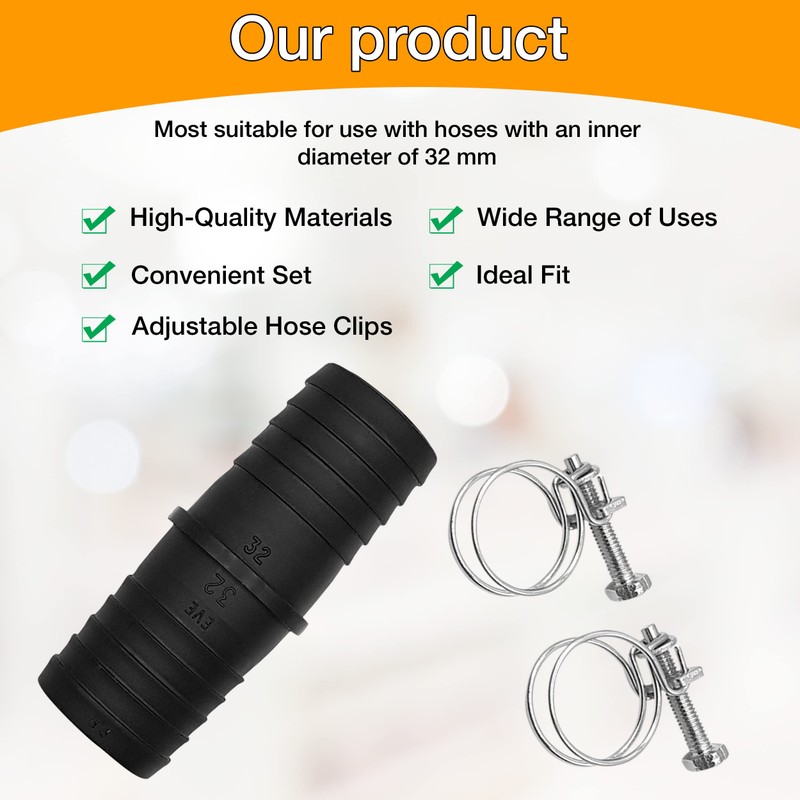 Hose Pipe Connector Set – 32mm Pond Hose Connector with
