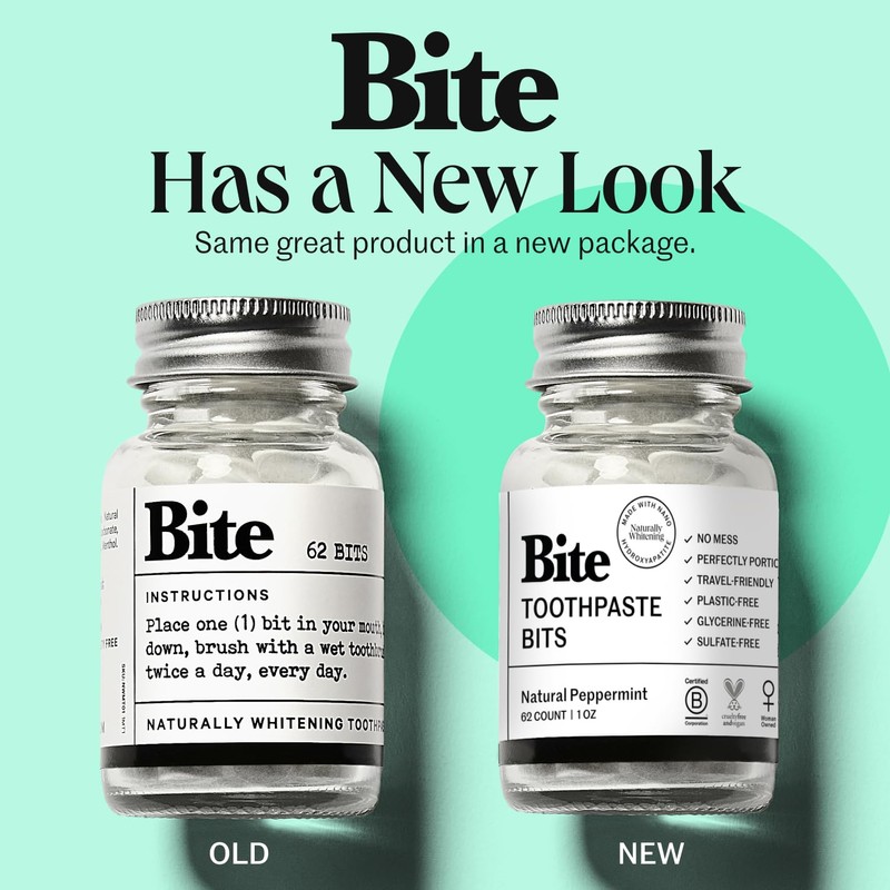 Bite Toothpaste Bits: Whitening Tablets – Fluoride Free, Nano Hydroxyapatite
