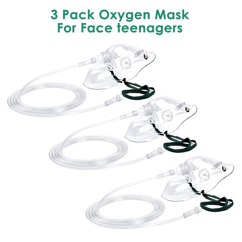 Agooteam 3 Pack Oxygen Mask for Adult Face with 7'