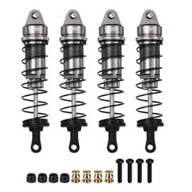 MECCANIXITY 4Pcs RC Shock Absorber 1/10 95mm Aluminum Threaded Front & Rear Shock Absorber Damper Assembled Set for 1/10 RC Car Crawler Racing Truck, Grey