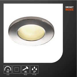 SLV recessed Ceiling Light DOLIX Out QPAR51 / Illumination for Walls, Paths, entrances, LED Outdoor spot, Surface-Mounted Outdoor Light, Garden lamp, Ceiling Spotlight / GU10 IP65 50W Chrome