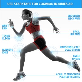 Starktape Kinesiology Tape Extra Kt Wide - Physio Athletic Medical Breast Kinetic Knee Taping for Sports, Shoulder, Wrist, Waterproof with Taping Guide, 4" x 16.4' Roll Blue