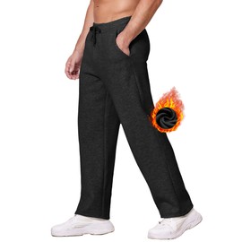 Deyeek Men's Sweat Pants Winter Fleece Sweatpants Open Bottom Warm Sweatpants Black Sweatpants Men Lounge Pants with Pockets