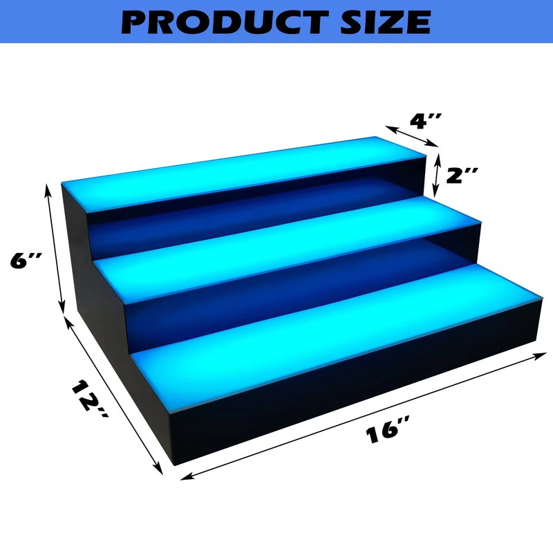 Royxen LED Lighted Liquor Bottle Shelf 3 Tier, 16 Inch
