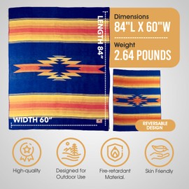 Chubbuck 100% Wool Blanket (60" x 84") - Soft Wool Blanket Camping for Winter - Large Wool Blanket for Camping - Pure Wool Blankets for Cold Weather - Wool Fire Retardant Blanket (Sunset)