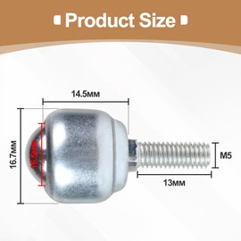 CPROSP Pack of 10 Ball Castors with M5 Threaded Rod 16.5 mm, Ball Roller Bearing 360º, Furniture Castors Small Carbon Steel, Swivel Ball Castors for Transporting Furniture, Kitchen Appliances