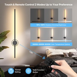 Lumenfox Wall Sconces Set of Two Battery Operated, Rechargeable Wall Sconces with Remote&Touch Control USB Charge, Dimmable Wall Sconce 3 Color Timer 31 inch Wall Sconce for Living Room Bedroom, 2Pack