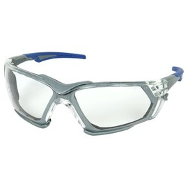 Safety Glasses with Foam Lined Frame, Clear Anti-Fog Lens, Gray and Blue - 250-54-0520