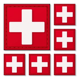 Medical Cross Patch, POWNEW Tactical First Aid Med Patches Perfect for IFAK Trauma Pouch, EMT, EMS, EDC Bag - 6 Pcs