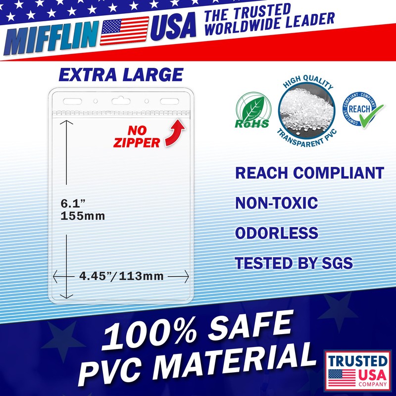 Mifflin Passport & Card Holders (Clear, 102x152 mm, 50 Pack),