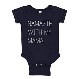 Namaste with My Mama (Customize with Daddy, Nana, Papa, Grandma, Grandpa) Baby Bodysuit Infant One Piece NB Navy Blue