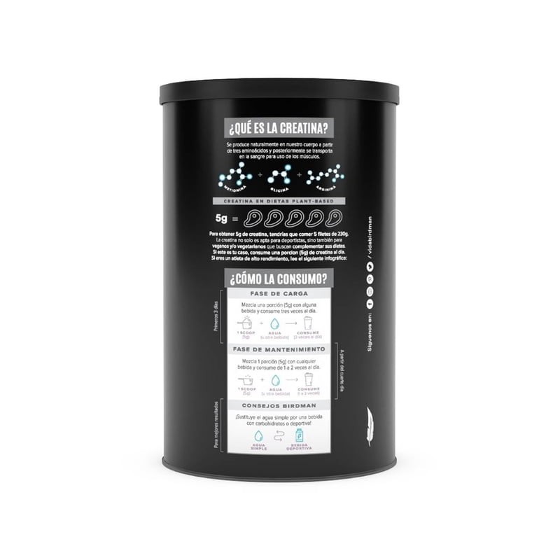 Suplemento alimenticio Birdman creatina monohidratada de alta pureza 450 g
