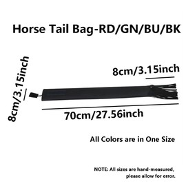 Ponytail Bag with Fringe Waterproof Mane Wrap Protection Tail Guard Accessories for Horses Horses Pony Black