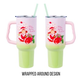 Silver Buffalo Silver Buffalo Strawberry Shortcake You Are Berry Special Vintage Stainless Steel Tumbler with Handle and Straw, Fits in Standard Cup Holder, 40 Ounces