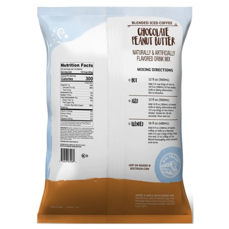 Big Train Chocolate Peanut Butter Blended Ice Coffee Beverage Mix,