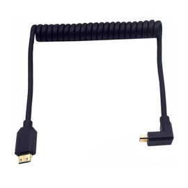 MysRuida 3.9ft UHD Mini HDMI to Micro HDMI 8K Coiled Cable, 90 Degree Up Angle Micro HDMI 2.1 to Straight Mini HDMI 2.1 Adapter Converter Spring Spiral Cable, 3D 48Gbps, Support 8K@60Hz 4K@120Hz