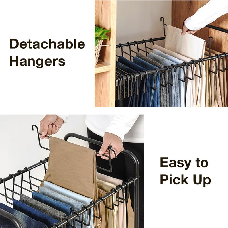 Japard Pants Rack Trolley Hangers Rolling Trouser Hanging Rack 360