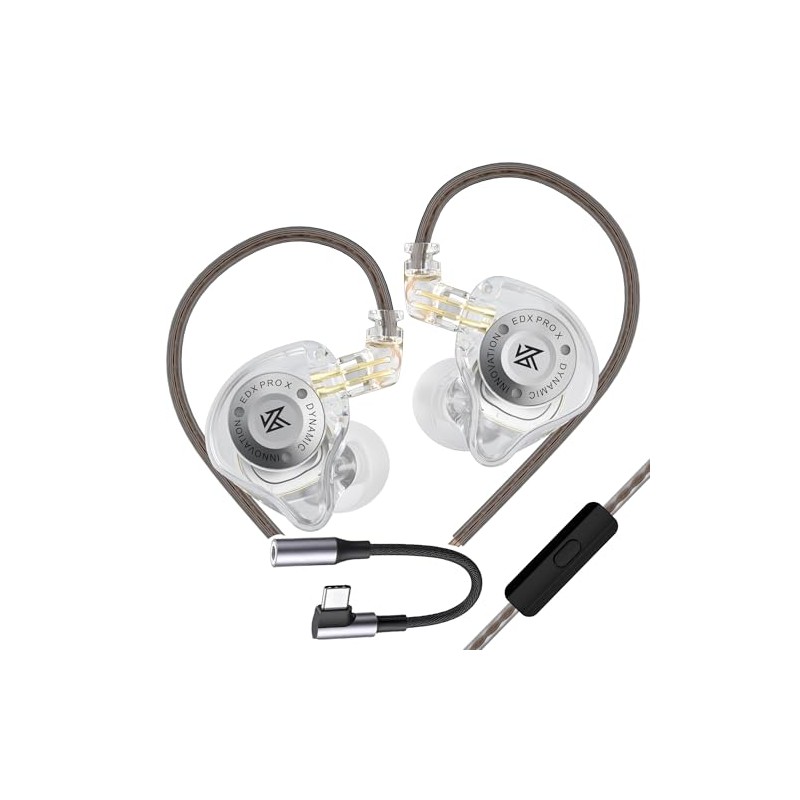 Zengli Audífonos Kz Edx Pro X con Mic (Blanco,con microfono,dac)