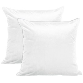Encasa Homes Velvet Cushion Covers, Set of 2, 45 x 45 cm, White, Plain, Soft and Smooth, Washable, Square, Large Scatter Cushion Covers for Couch, Sofa, Chair, Bed and Living Area