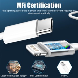 Phone 14 13 12 11 Fast Charger,8FT Long Phone Chargers Fast Charging Lightning Cable with 20W USB C Charge Block,White