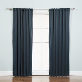 Best Home Fashion Basic Thermal Insulated Blackout Curtains - Back Tab/Rod Pocket - Navy - 52" W x 72"L – (Set of 2 Panels)