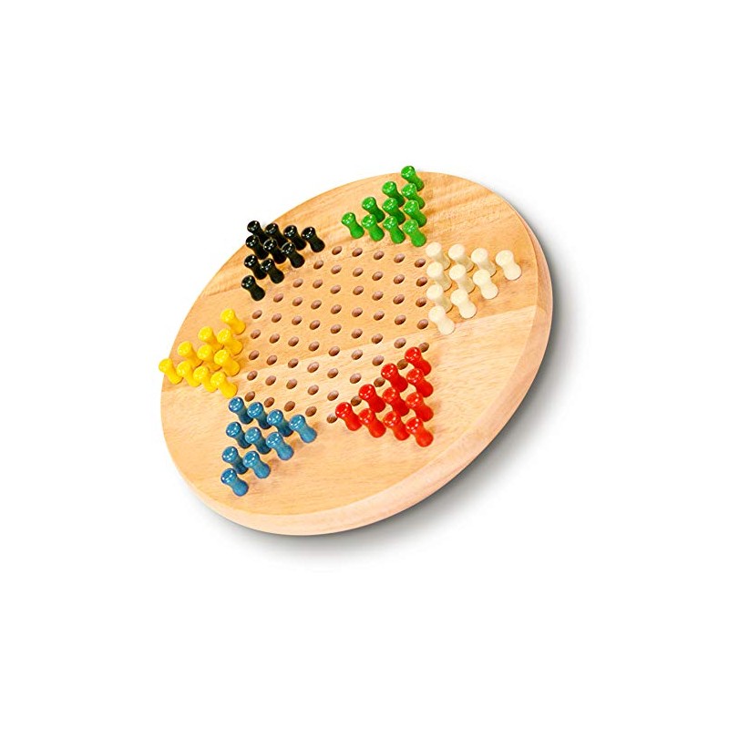Chinese Checkers with Pegs - Solid Wood Travel Size -