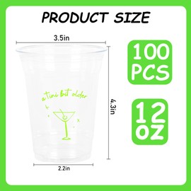 Elyxio A Tini Bit Older Party Cups Weenies and Tinies Plastic Cups 12oz Espresso Martini Disposable Cups for 21st Birthday Bridal Shower Trendy Coquette Party Supplies Decorations (100)