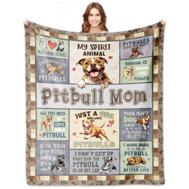 Pitbull Mom Gifts, Pitbull Blankets 60''x50'', Pitbulls Gifts for Women, Gift for Pitbulls Dog Owners Lovers Woman Decorations Throw Blanket for Christmas Mothers Day