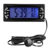 12V Digital Car Thermometer Vehicle Clock LCD Temperature Meter with