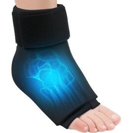 Compresas Frio y Calor de Tobillo, Gel Frio para Lesiones Ajustable Terapia 360°, Bolsa para hielo terapia con correa, Ideal para fascitis plantar, Permanece maleable tras congelación