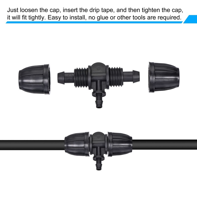MECCANIXITY Drip Irrigation Barbed Tee 3-Way Fitting 8mm to 4mm