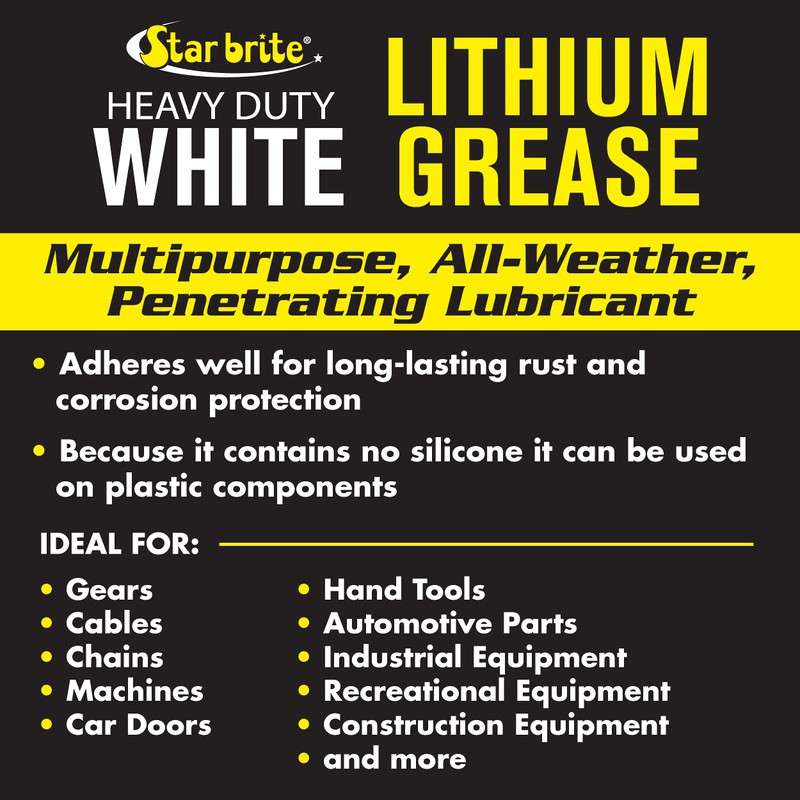 STAR BRITE Heavy-Duty White Lithium Grease - All-Weather, High-Performance Lubricant