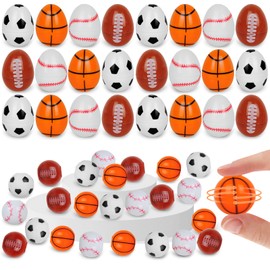 Easter Basket Stuffers Essentials Plastic Sports Balls Soccer Football Baseball Basketball Prefilled with Assorted Mini Fidget Spinner Ball, Easter Egg Fillers Party Favors 24 Eggs + 24 Spinners