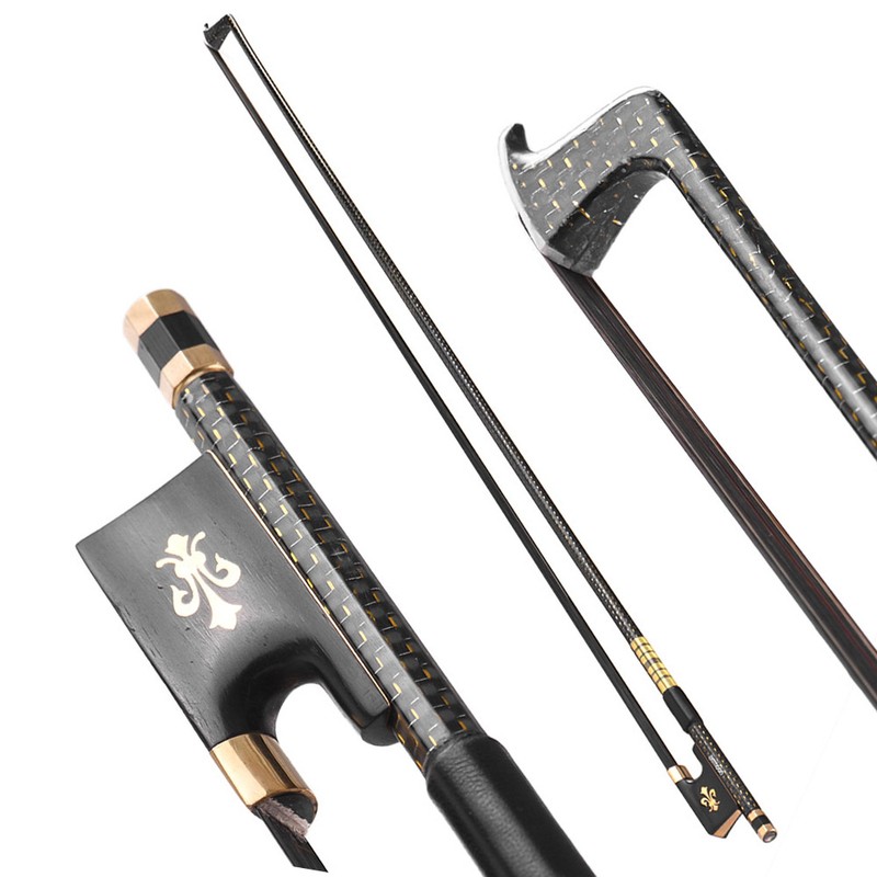 4/4 Violin Fiddle Bow Well Balanced Golden Braided Carbon Fiber