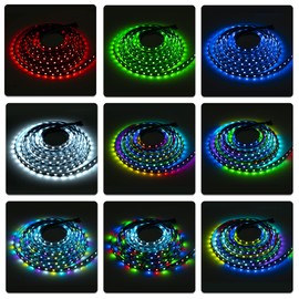 SEZO WS2815 LED Strip Light (Upgraded WS2812B) 5M 60LEDs/m Dream Colour Individually Addressable RGB 5050SMD Dual Signal WS2813 LED Flexible Light Strip IP30 Non-Waterproof DC12V Black PCB