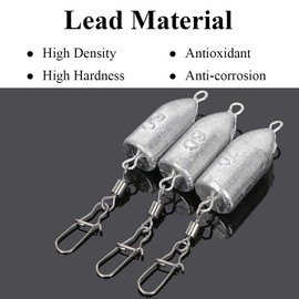 TopHomer 5PCS Fishing Weight Bullet Shaped Lead Shot for Fishing, Rock Fishing, Sea Fishing or Ice Fishing (120g / 4.23oz)