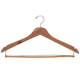 Household Essentials CedarFresh Cedar Coat Hangers, Pack of 4, 100% Eastern Red Cedar, Lockable Crossbar, Slip-Resistant Notches, and Chemical-Free Moth Deterrent, Non-Staining, Natural