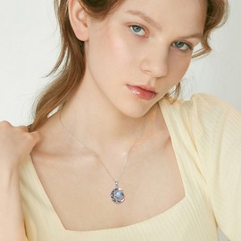 ONEFINITY Labradorite Necklace 925 Sterling Silver Moon Pendant Necklaces Labradorite Jewellery Gifts For Women