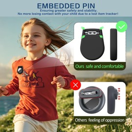 Vsagier [1 Pack] Safety Case for Air Tags, Hidden for Airtag Holder for Kids with Clip Invisible Pin, GPS Tracker Case, Anti Lost, for Children, Elderly, Backpack, Luggage, Clothing, Black