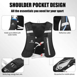 KAMCYCLE® Ultralight Hydration Pack Trail Backpack Hydration Vest (without Hydration Bladder, Only with 1 x 500 ml Bottle), Hydration Pack Bicycle Backpack, Running, Camping, Hiking, Marathoner