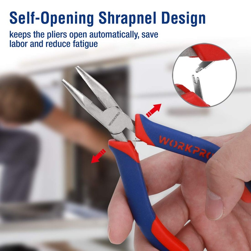 WORKPRO 6-piece Mini Pliers Set - Needle Nose, Diagonal, Long