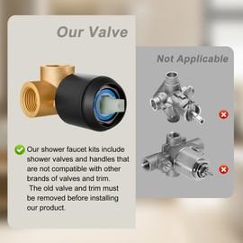 HUCKLE Shower Faucet Set with Shower Head, 6-Inch Black Shower Faucet with Valve, Single-Handle Rainfall Shower Head, Matte Black Shower Head for Bathroom