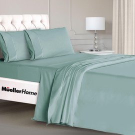 Mueller Luxury 4 Piece Twin XL Sheet Sets - Ultra-Soft 1800 Series, Cooling & Breathable Twin XL Bed Sheets, Hotel Quality Bedding, Deep Pocket up to 16" - Hypoallergenic, Wrinkle-Resistant, Teal