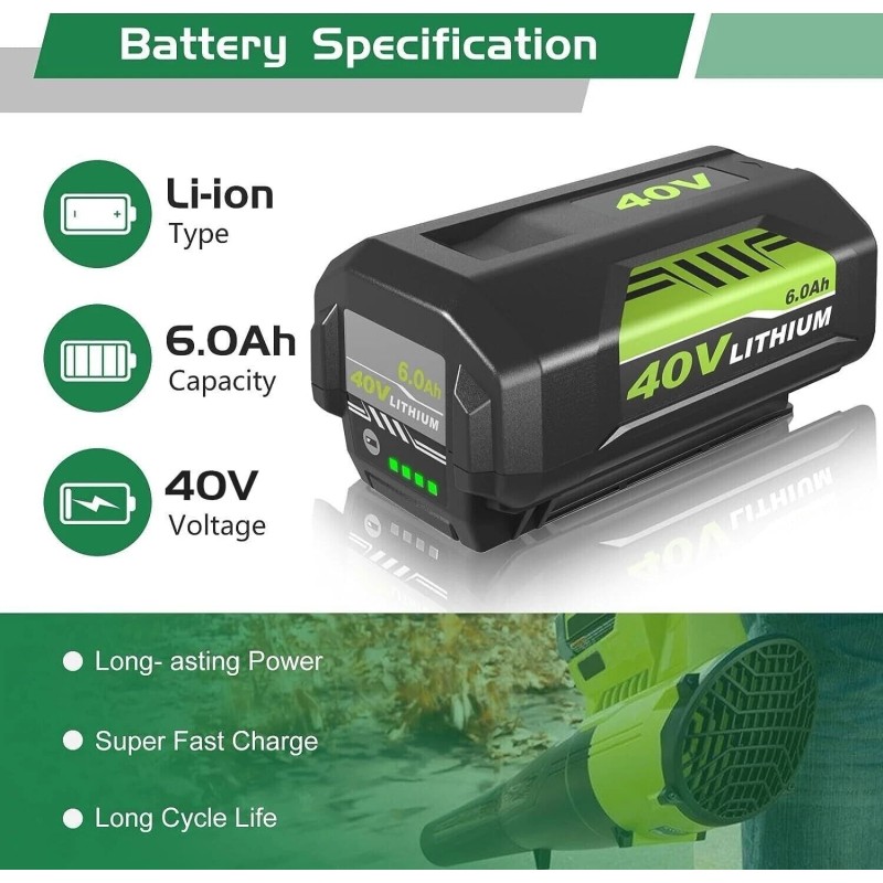For RYOBI 40V 6.0Ah Battery For Ryobi 40 Volt Lithium