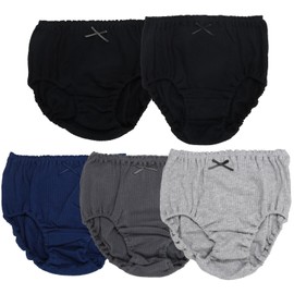 Garrow Panties, Needle Cut Out Rib, Set, 100% Cotton, For Girls, Dark Color, 150