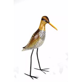 CARVED SANDPIPER OCEAN BIRD WOOD SCULPTURE COTTAGE TROPICAL ISLAND SHOREBIRD ART