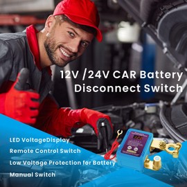 Smart Battery Kill Switch for Car with Led Voltage Display,Remote Battery Disconnect Switch 12V, Battery Kill Switch Anti Theft, Battery Cut Off Shut Off Switch for Car,Vehicle, RV, ATV,Truck, Boat